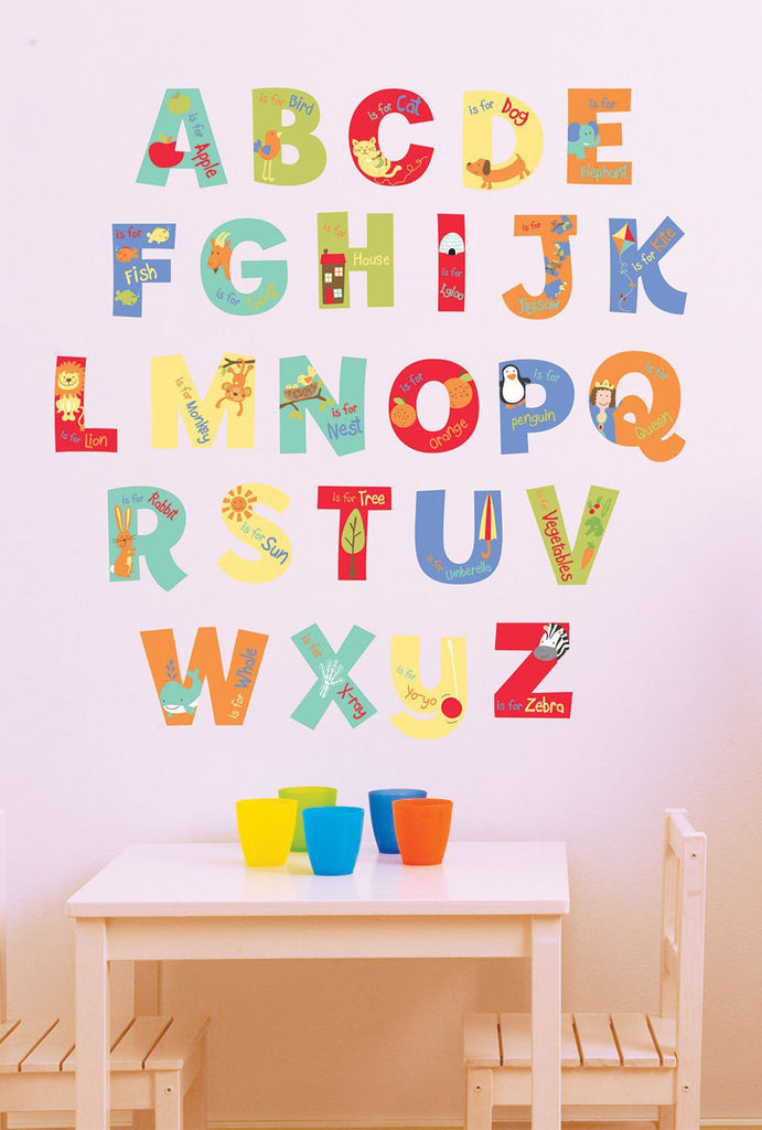 Alphabet Wall Decals  ABC Decor Stickers for Nursery and Kids Room
